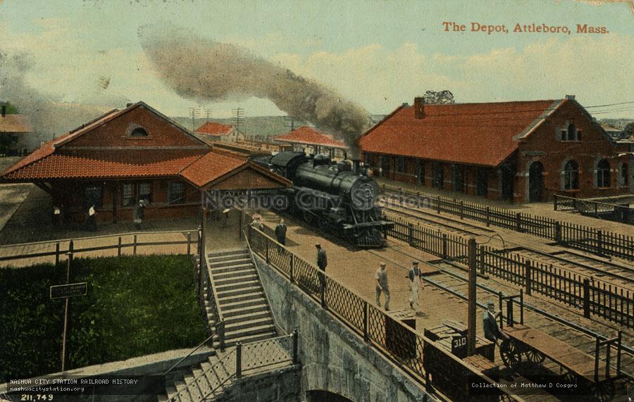 Postcard: The Depot, Attleboro, Massachusetts